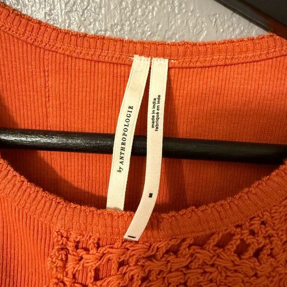 Anthropologie Orange Tank Top with Crochet Detail size Medium - Picture 3 of 4